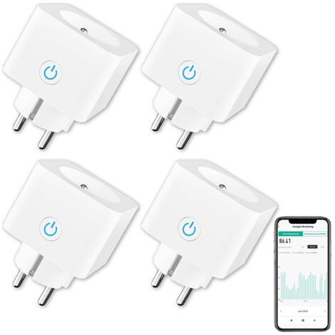 Prise Connectée WiFi (Type F), Prise Intelligente EIGHTREE, Compatible avec Alexa, Google Home, SmartThings, Suivi de la Consommation d'énergie, Contrôle de l'App Smart Life, 16A, Pa