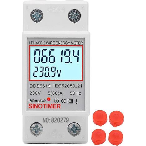 Compteur d'électricité numérique LCD, monophasé, bipolaire, montage sur rail DIN, 5 A, 230 V CA