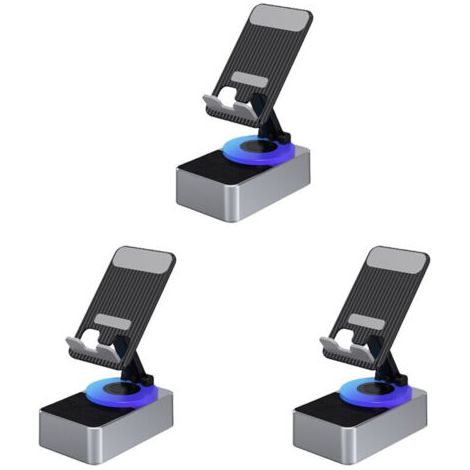 3X support téléphone portable 3 en 1 banque alimentation audio haut-parleur appel bureau rotatif pliable multifonction gris (1/5)