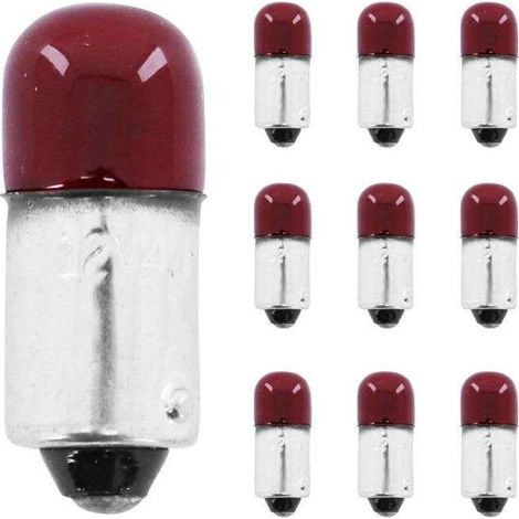 10 bombillas universales rojas BA9S de 12 V y 4 W para proyectos de bricolaje. (1/2)