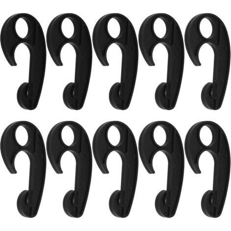 10pcs Black Plastic Car Cover Hooks, Cargo Net Hooks, Expandable Net, Truck Storage Rack (1/4)