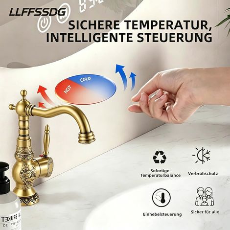 Mitigeur lavabo laiton vintage bec pivotant 360 degrés – Adapté pour salle de bain et évier cuisine – Style rétro – Variante D