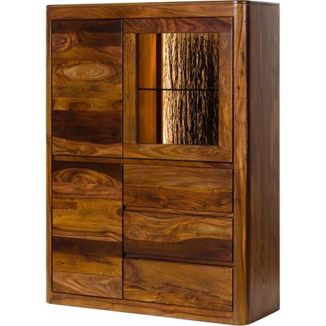 Highboard Sheesham 109x40x145 walnuss gewachst TORONTO LUX 209
