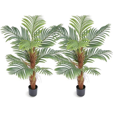 Mophorn Künstliche Palme von Mophorn, 1,22 m, Kunstpflanze mit PE-Material und Kippschutzsockel, naturgetreuer grüner Kunstbaum für Zuhause, Büro, als Innen- und Außendekoration