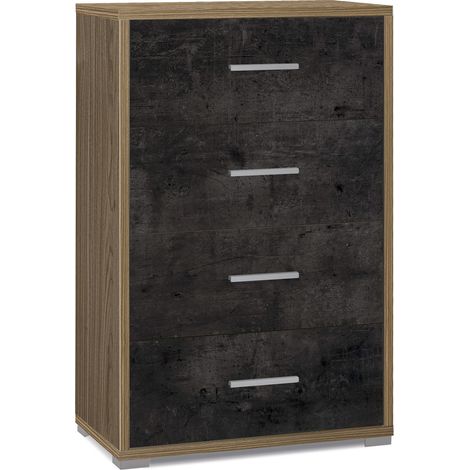 Cassettiera 4 Cassetti 71x110x41 cm Noce Stelvio/Ossido Nero (1/3)