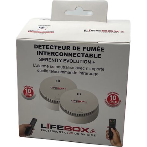 Détecteurs de fumée interconnectables 10 ans – Télécommande infrarouge – Capteur photo-électrique haute densité – Zone de détection 20-40m² – Lifebox (1/2)