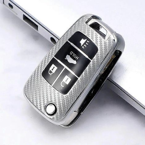 Autoschlüsselhülle aus TPU mit Carbonmuster für Buick, Chevrolet Cruze, Opel, Vauxhall Insignia, Astra J, Zafira C, Mokka, Encore – Silber (1/5)
