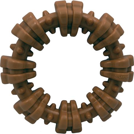 Ce jouet à mâcher en forme d'anneau avec des os en nylon est robuste et durable, convient aux chiens de taille moyenne à grande et est spécialement conçu pour les chiens qui aiment mâcher. (1/4)