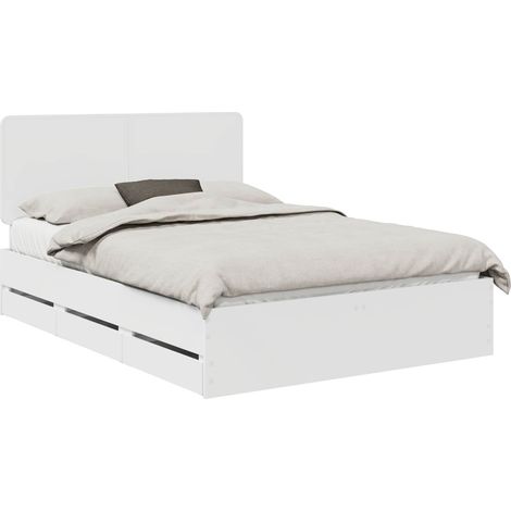 Maison Exclusive - Cadre de lit avec tiroir Blanc 140 x 190 cm Bois Ingénierie