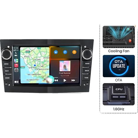 Autoradio, Touchscreen, Multi-Geräte-Kompatibilität, kompatibel mit Opel Vauxhall Astra H G J Zafira B Corsa C Antara Vectra, V1 Plus (4+64G) Schwarz (1/2)