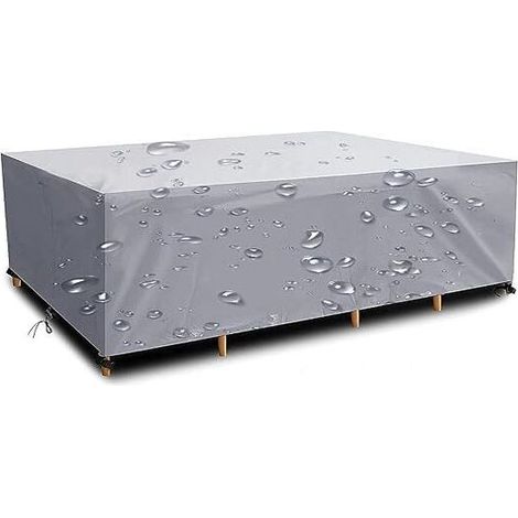 Housse Salon de Jardin 160x90x70cm 420D Oxford Argent Housse Table de Jardin Rectangulaire Protection Bache Table de Jardin Mobilier Extérieur Imperméable Coupe-Vent Anti-UV Résistant Au Froid (1/5)