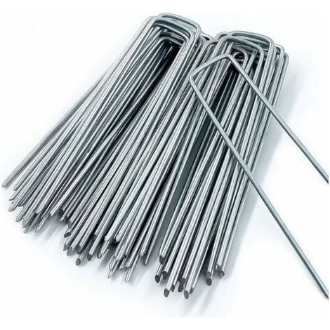 Piquet de Fixation pour Toile de Paillage,50 Piquets de Jardin en Forme de U,pour Bache Anti Herbes,Sardines Camping,Clôture de Jardin,150 MM de Long,25 MM de Large,3 MM de Diamètre (1/5)