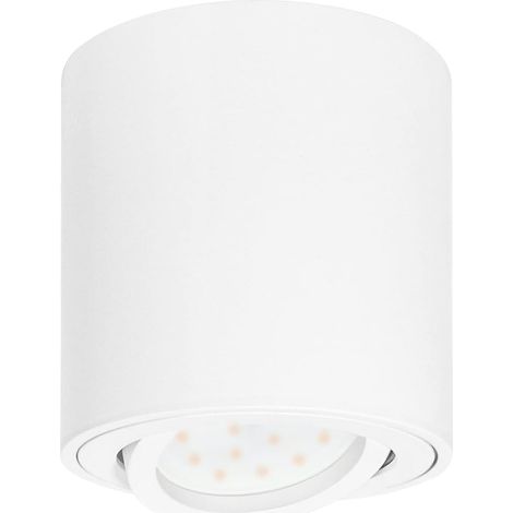 ZOLGINAH Plafonnier LED en saillie Spots de plafond orientable 230V Comprend un LED 5W GU10 interchangeable 3000K Blanc chaud Ø80x84mm Downlight LED Blanc mat Rond (1/5)