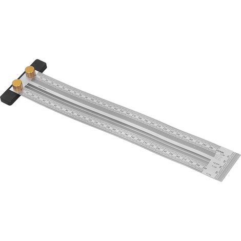 Règle en T en acier inoxydable avec échelle de précision, outil de mesure pour le travail du bois, 0-300 mm (1/5)