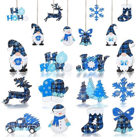 24 Pièces Decoration Noel Sapin,Décoration Noel,Christmas Decorations Décorations De Noël Decoration Sapin De Noel Avec Flocon De Neige Gnome Bonhomme Neige Camion Renne Clochette Décorations (1/5)