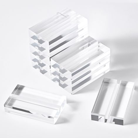 Lot de 10 porte-cartes de table en acrylique transparent avec emplacement pour carte pour message/nom/menu/numéros (1/5)