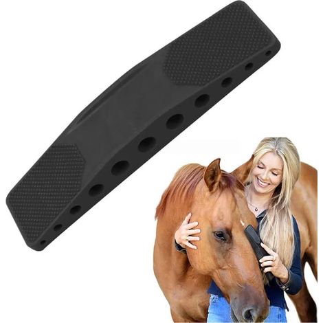 Cepillo de aseo para caballos, perros y gatos, cepillo de masaje, herramienta de aseo para eliminar sin dolor el pelo suelto, el pelaje y la suciedad, color negro.