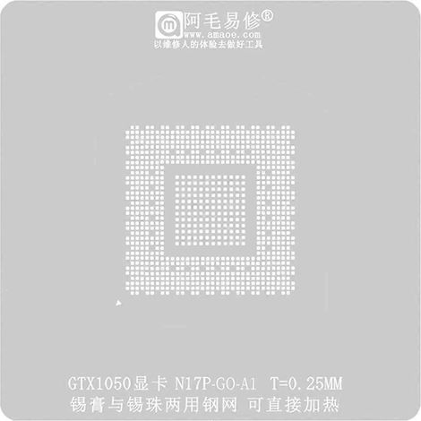 GTX1050 BGA Reballing Schablonen-Kit N17P-G0-A1 Grafikchip GPU-Pasten-Schablone