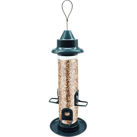 Mangeoire suspendue oiseaux 4 ports tube plastique station alimentation extérieur jardin cour.