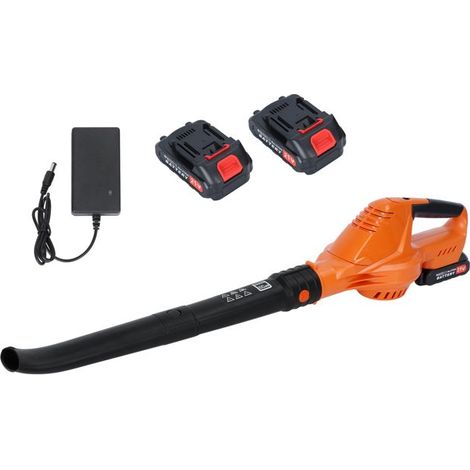 Souffleur à feuilles électrique sans fil, avec 2 batteries et 1 chargeur, modes à 5 vitesses, 21V 1500mAh 80CFM, orange (1/5)