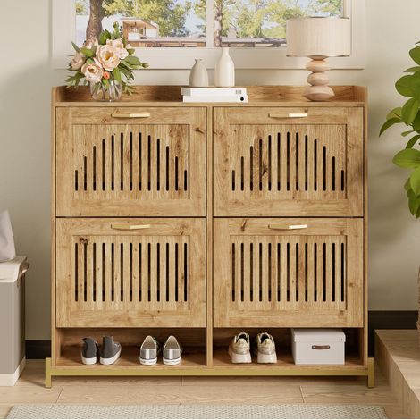 Schuhschrank Aufbewahrung 1085 cm MDF Holz OKMYHOME (1/5)