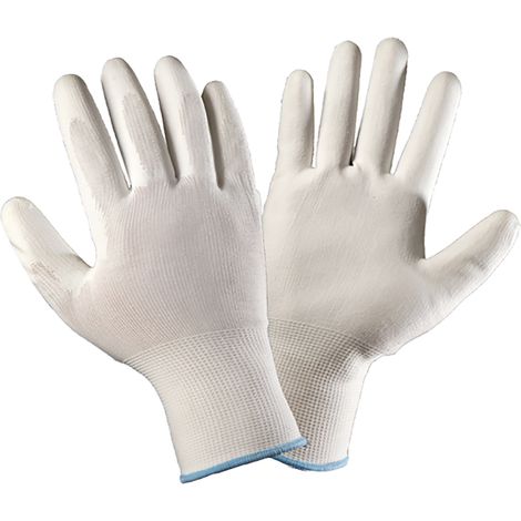 GUANTI IN POLIESTERE/POLIURETANO Tg.10 (XL) - palmo bianco- 12 coppia - GRIFON SAFETY