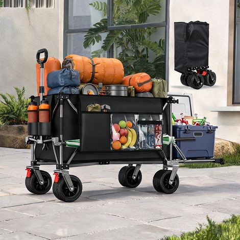 Chariot pliant tout-terrain 140 cm avec hayon arrière en acier (1/5)