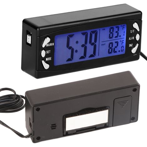 Thermomètre Voiture 12V Horloge Numérique LCD Compteur Température avec Alarme CT23 Véhicule (1/5)