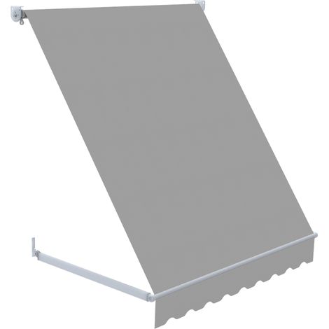 Fenstermarkise 120 x 120cm Polyester-Rollplanen, Handkurbel, Decken- und Wandhalterung - Geländer Verankerung, Aluminium-Struktur, Grau