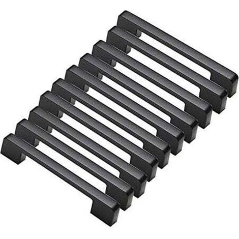 Maniglie per porte in lega di alluminio nero, 10 pezzi, con barra a T, per mobili da cucina, spaziatura tra i fori 160 mm
