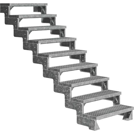 Dolle Außentreppe Gardentop 162-198cm Geschosshöhe mit Gitterrost 100cm breit ohne Geländer