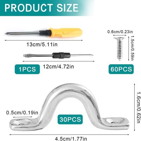 Bardusch - Morsetti per ponte in acciaio inox, 30 pezzi, 42 x 15 mm, morsetti a vite per ponte, anello fisso a forma di bossolo in acciaio inox, fascette in acciaio inox, ferramenta nautica, piastra p (1/4)
