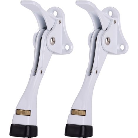 Lot de 2 butées de porte à pédale réglables en hauteur, compatibles avec moquette, parquet et carrelage (blanc). (1/2)