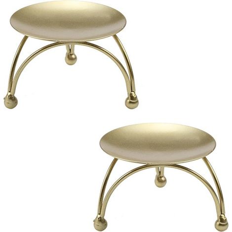 Ensemble de 2 bougeoirs, bougeoir en métal, bougeoir en fer forgé, bougeoir sur tabouret, bougeoir pour bougie pilier, support décoratif, tablette (1/5)