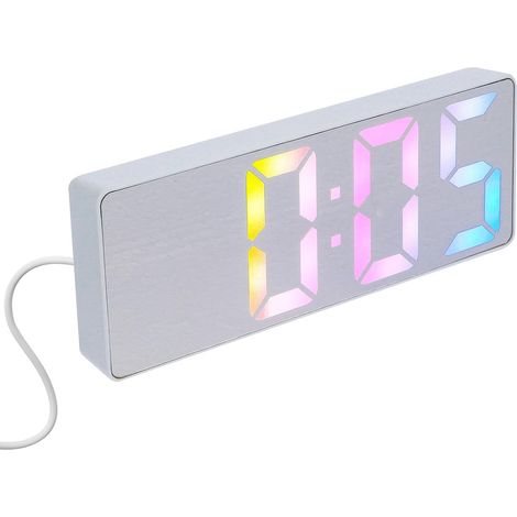 LED Digital Alarm Clock for Bedroom and Office, Large Stable Screen, Simple White Plastic Design, Modern Decoration (1/5)