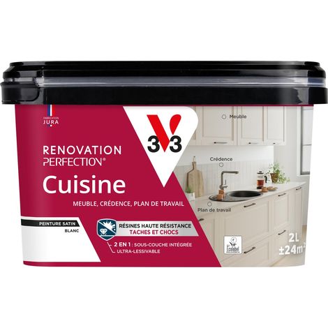 Peinture cuisine Rénovation perfection® V33 Blanc satin 2L (1/5)