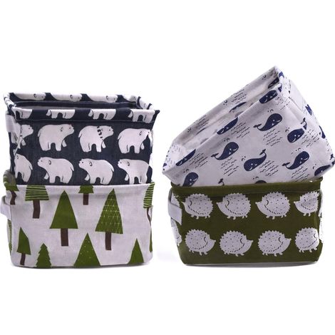 Panier De Rangement En Tissu - 20 5 X 17 X 15 Cm - Imperméable - Pliable - Avec Poignées - Pour Bureau Et Intérieur - Lot De 4 (1/5)