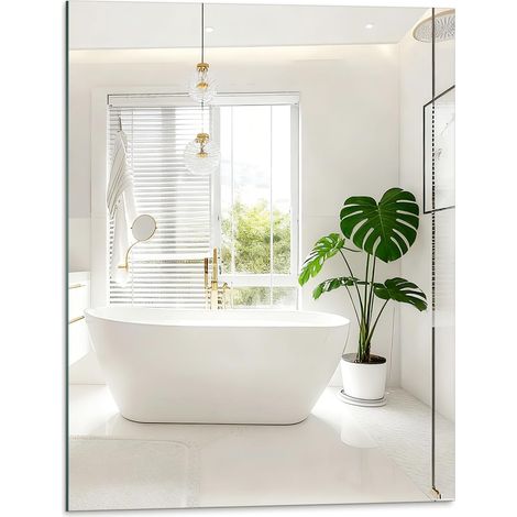 Miroir de Salle de Bain 50 × 40 cm, Miroir Mural adhésif pour carrelage (1/5)