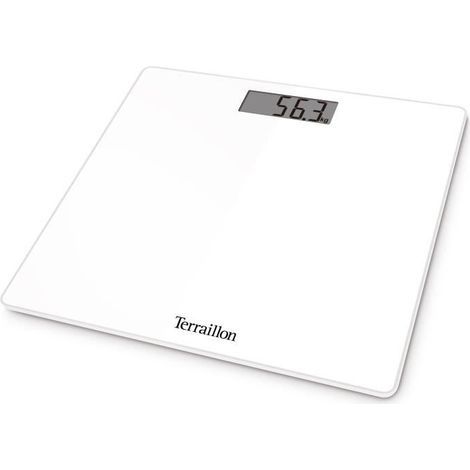 (Blanc)Pèse personne électronique Terraillon TSQUARE Blanc - Grand écran LCD - Capacité 180 Kg (1/2)