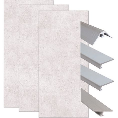 ONDEE ZEN - Pack complet de montage panneaux muraux Terrazzo 200 cm - Profilé chromé inclus (1/4)