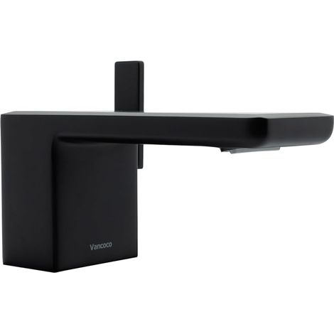 Mitigeur Lavabo Noir Mat Robinet de Salle de Bain Cascade Design Eau Chaude et Froide G 1/2