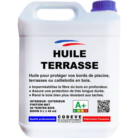 Codève Bois – Huile pour bois incolore 5 L – Protection terrasse et caillebotis – Hydrofuge et anti-grisaillement – Rendement 9 à 10 m²/L (1/5)