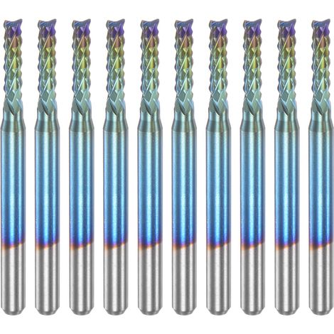 10pcs Fin Fraises CNC Routeur Embouts 1/8" Tige 2.4mm Bleu (1/5)