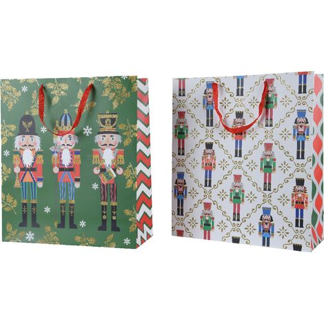 Glitzerndes rechteckiges Geschenktaschen-Set mit Griff, 2 Stück, 16 x 42 x 48 cm