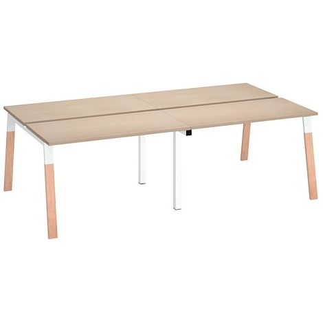 Pôle de 4 bureaux droits L 120 x P 60 cm, piétement bois métal chêne clair - Arch - Maxiburo