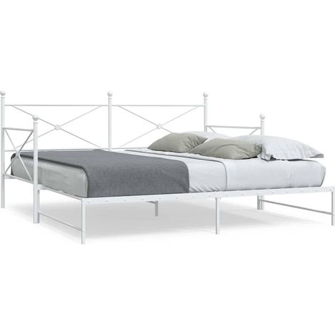 Tagesbett Ausziehbar ohne Matratze Weiß 100x190 cm Stahl