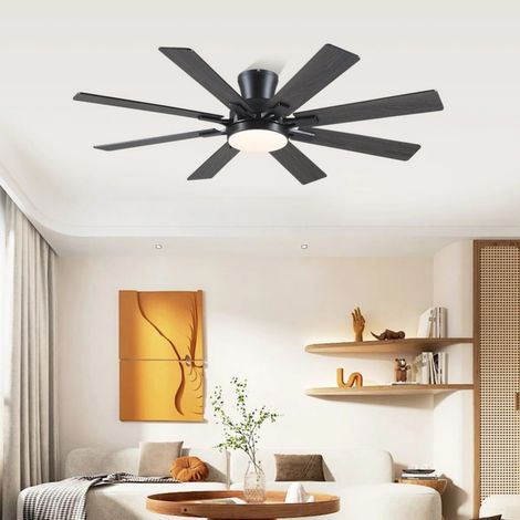 Kviflon ventilateur de plafond encastré noir 132 cm, LED, 8 pales