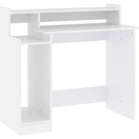 Bureau en bois d'ingénierie avec LED intégrées, dimensions 97x45x90 cm, prêt à l'emploi pour espaces de travail et bureau à domicile (1/4)