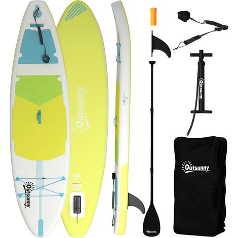 Paddle gonflable 320 cm antidérapant avec pagaie en aluminium réglable, aileron, pompe et sac, équipement nautique design sobre pour loisir et balade aquatique pratique