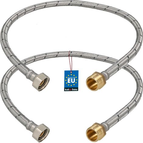 KOTARBAU® Lot de 2 Flexible Robinet 1/2" x 1/2" - Flexible Eau - Tuyau Robinet 70 cm - Mâle x Femelle - Rallonge Robinet Cuisine Flexible - Acier Inoxydable - Tuyau Flexible Plomberie (1/4)